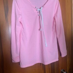 Pink Lace-Up women Shirt